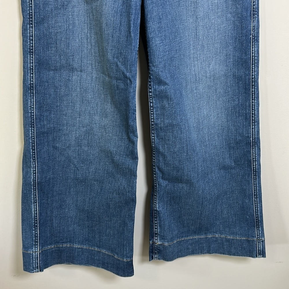 Spanx Cropped Wide Leg Jean Shaded Blue Shapewear Pockets High Rise sz M NEW - Picture 4 of 11